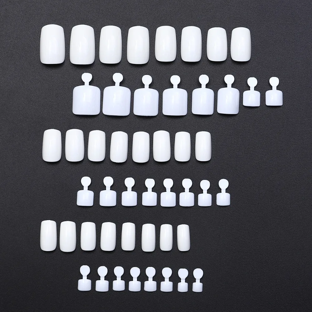 48 Pcs Short Press On Nails Hands Feet Set Solid Color False Nails Full Cover Glue on Artificial Nails Complete Kit