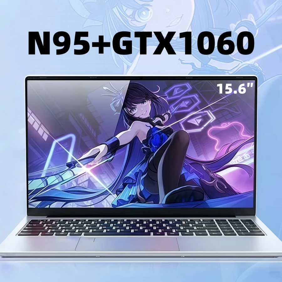 15,6-дюймовый игровой ноутбук intel N95 gtx1060, портативный ноутбук, ПК, ноутбук, геймер, 32 ГБ DDR4, 1 ТБ, NVMe, Windows11, клавиатура с подсветкой