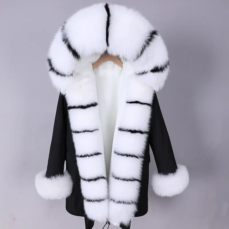 2024 MAOMAOKONG New Luxury Real Fox Fur Collar Parkas Winter Jacket Women Female Clothing Coat with Fur Cuffs Thick Overcoat