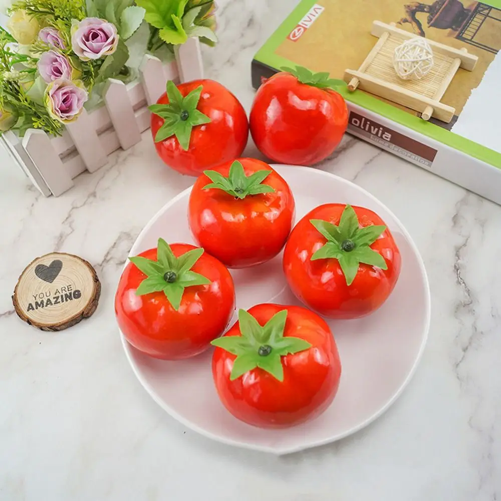 Simulation Foam Tomato Artificial Tomato Ornament Fake Vegetables Decoration Crafts Tomato Figurines Miniatures Supplies