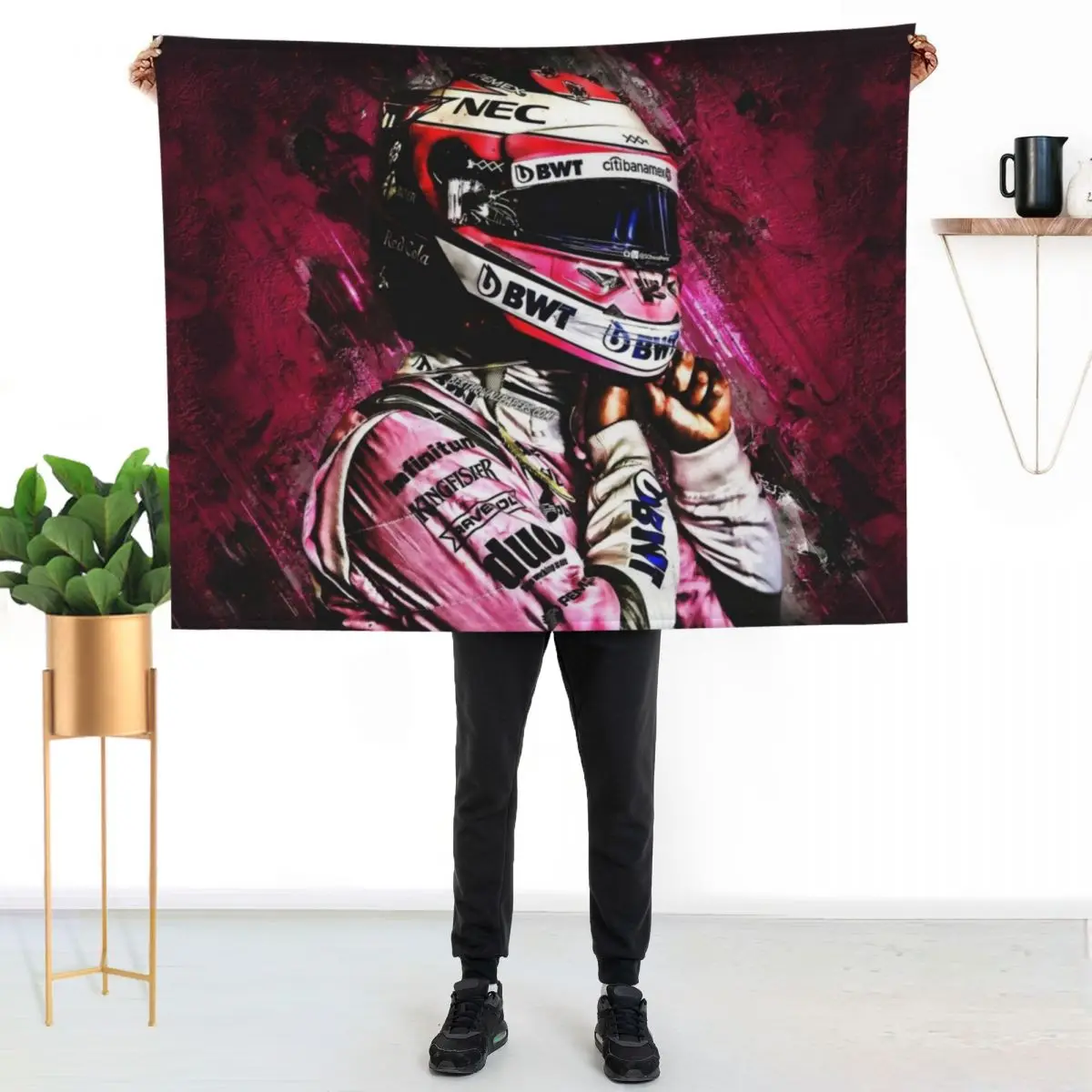 sergio p??rez wallpaper Throw Blanket Picnic Vintage Summer heavy to sleep Flannel wednesday Blankets