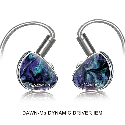 Imagen 2 del producto INAWAKEN DAWN Ms Auriculares IEM con controlador dinámico de diafragma morado-dorado con cable blindado OFC para músicos audiófilos