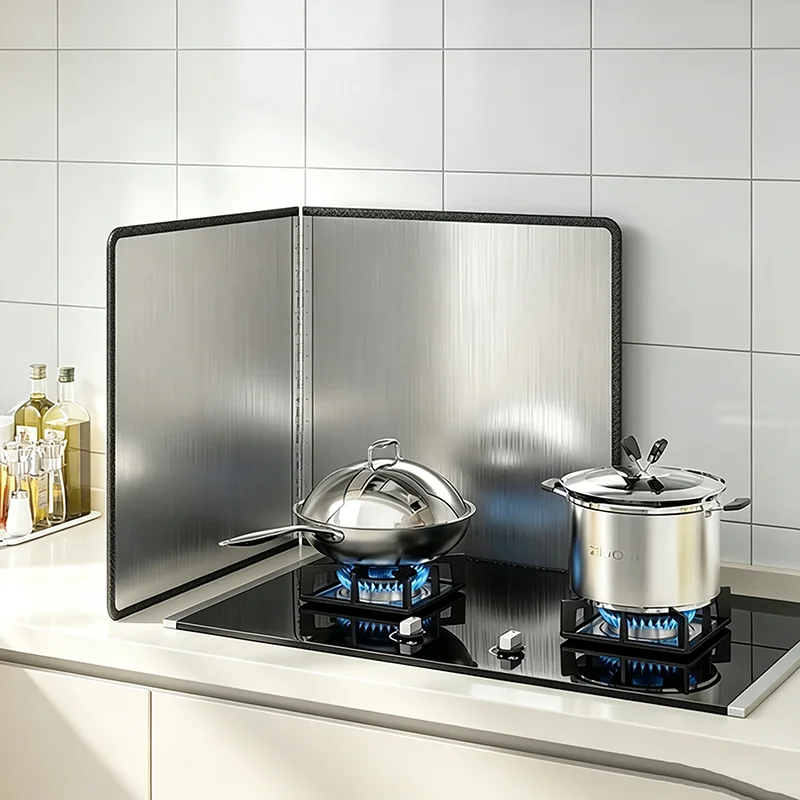 2-Sided Anti Splatter Shield Heat Insulation Oil Splash Guard Gas Stove Baffle Kitchen Cooking Anti-splash Utensil