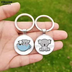 Simpatico portachiavi Koala per uomo donna animale foto ciondolo Cabochon in vetro personalizzato portachiavi in metallo regalo per bambini