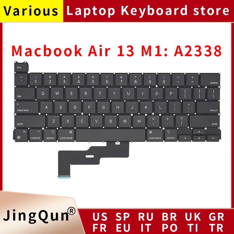 

New Laptop Keyboard Replacement For Macbook Pro Retina 13" M1 A2338 US UK Spain Russian French Portugal Layout 2020 Year