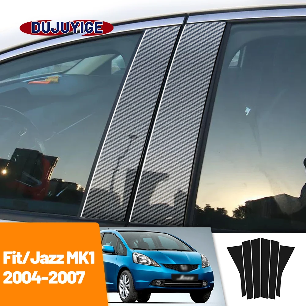 

For Honda Fit/Jazz MK1 2004-2007 2005 2006 Carbon Fiber Window Door Column Deal B C Pillar Post Cover Trim Sticker