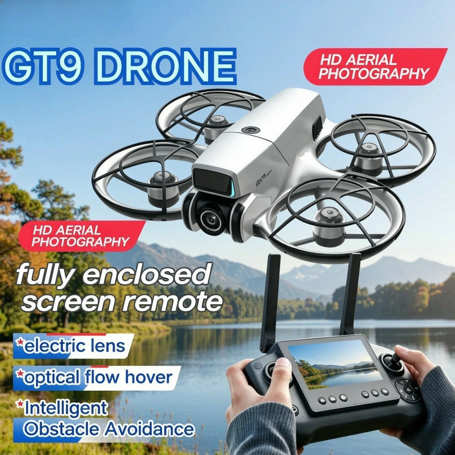 Original GT9 GPS Foldable RC Drone Dual Camera 5G FPV Brushless Motor Optical Flow Positioning Screen Remote Control Quadcopter