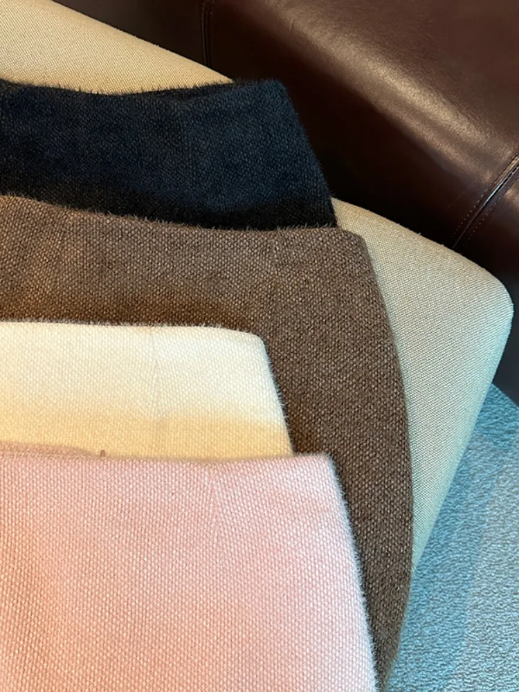 Ele Watered Silk Mink f-length Skirt Women's Autumn Winter A-line Wraparound Soft Comfortable Fce Anti-lift Skirt