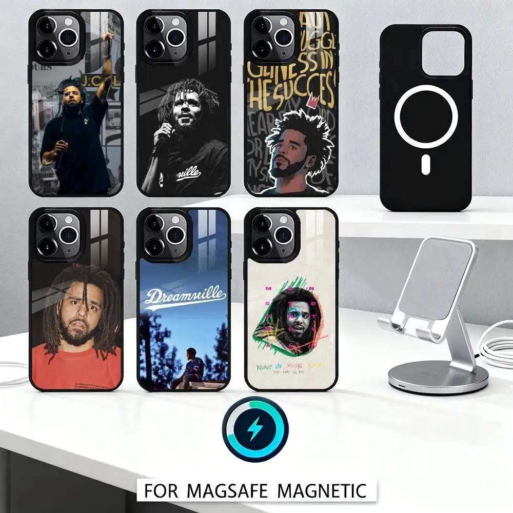 

J Cole Rapper Phone Case Phone Case Magnetic For iPhone16 15 14 13 12 Pro Max For Magsafe Wireless Charging Cover
