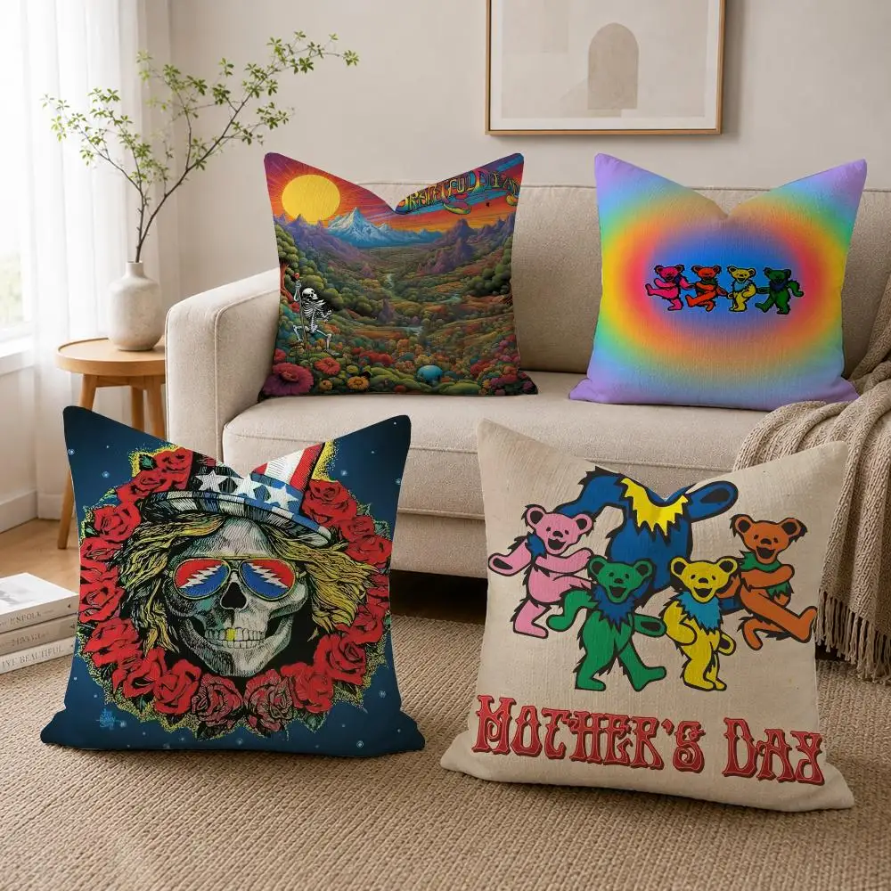 G-Grateful D-Dead Cushion Cover Linen Double-sided Printed Cushion Cover, sofa pillow case，Nordic Home Decor