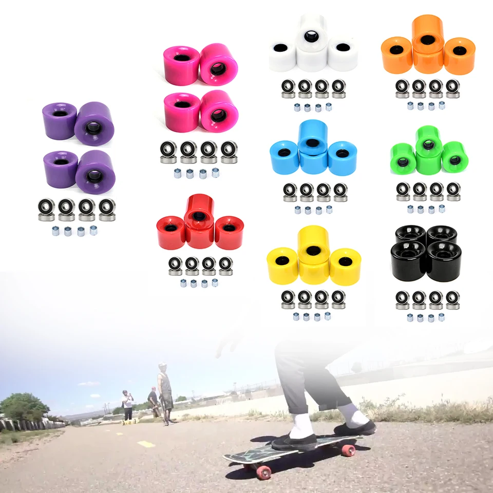 スケートボードホイールセット,abec 9ベアリングとスペーサー付き