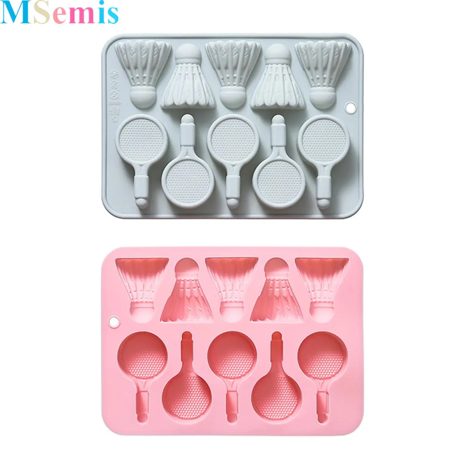 

10-Cavity Badminton-themed Silicone Baking Molds for Diy Chocolate Candy Cake Pudding