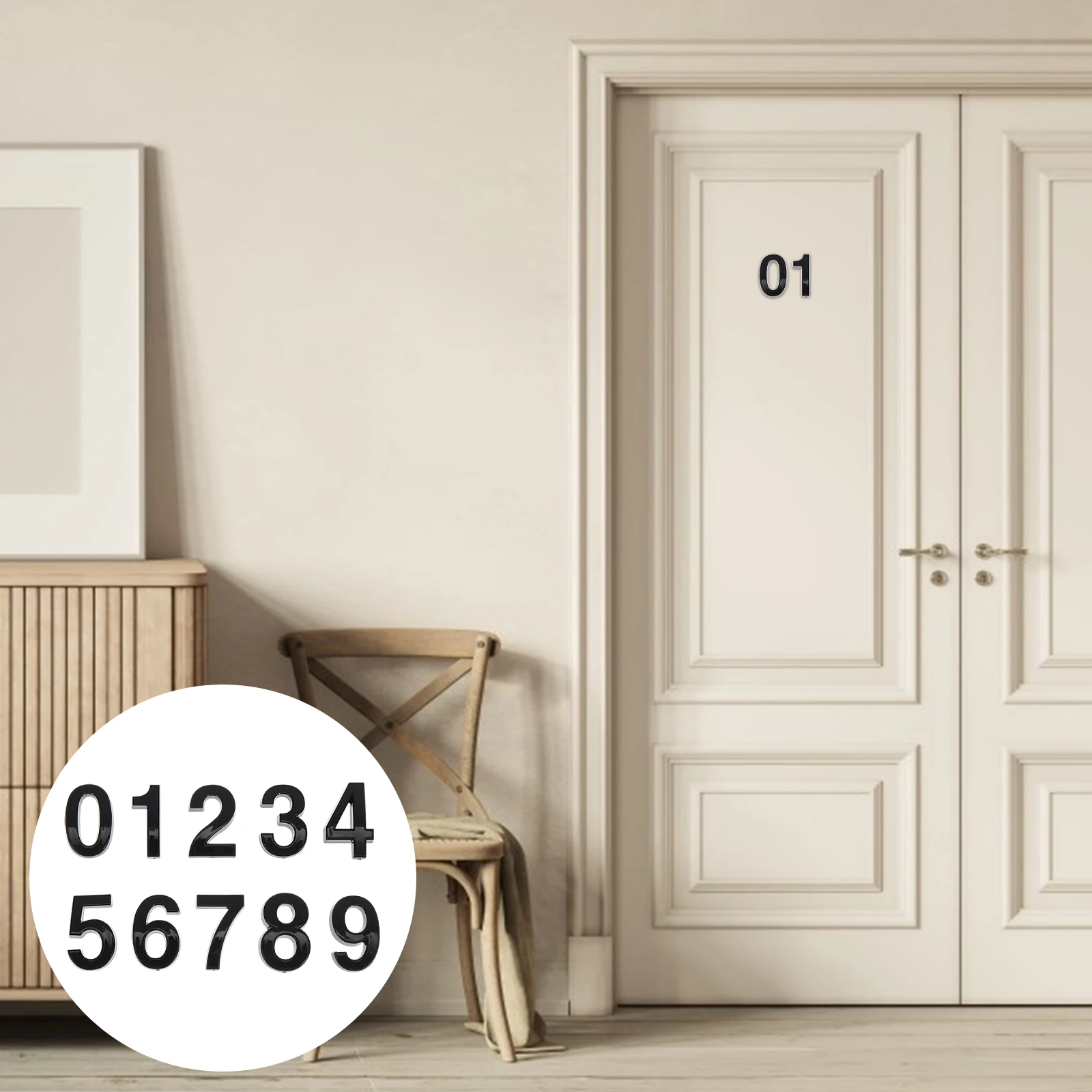 

10pcs Number Mailbox Stickers Clock Self Adhesive Abs Resin Door Numbers Multi function Professional Suitable