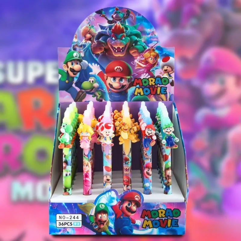 Stylo effaçable Mario 3D, dessin animé, neutre, pour étudiants, 6/12 pièces, écriture fluide et facile, cadeau, papeterie