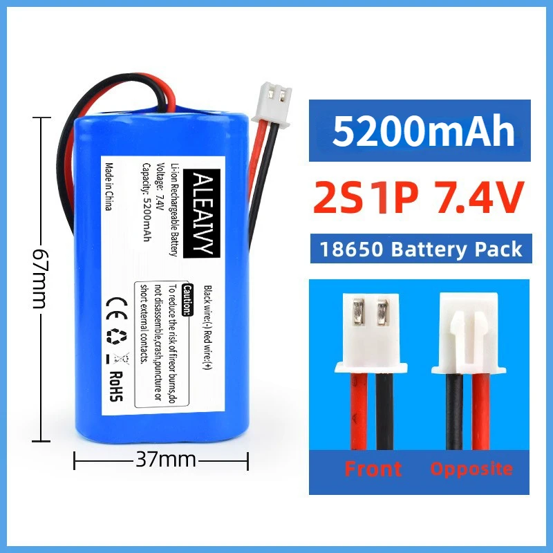 7 4 فولت 18650 بطارية حزمة 12800 مللي أمبير بطارية ليثيوم عالية الحالي 8.4 فولت بطارية قابلة للشحن الصيد مصباح ليد (PH2.0/XH2.54) التوصيل