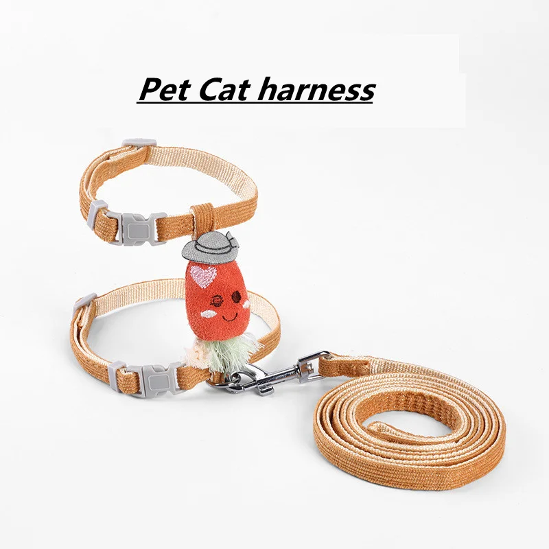 Pet Harness Adjustable Cat Collar Cute Cartoon Kitten Harness Cat Vest Harness with Pet Leash Walking Lead Leash for Cat Product