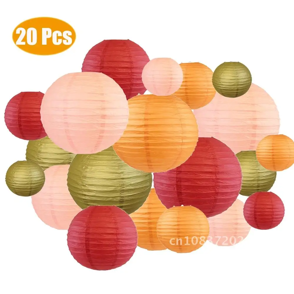 Assorted paper lantern, 6, 8, 10, 12 inch, hanging decoration for wedding party, home decoration, 20 PCs