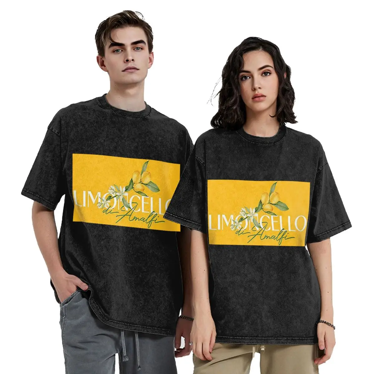Limoncello Di Amalfi Hip Hop Short Sleeve T-Shirts Washed Tops Tees Streetwear T Shirt Vintage for Men Women