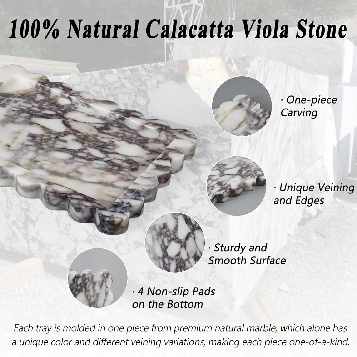 صينية رخام كالكاتا فيولا صدفي، صينية من حجر الرخام الطبيعي، صواني زخرفية فاخرة للحمام، الغرور، ديكور المنزل