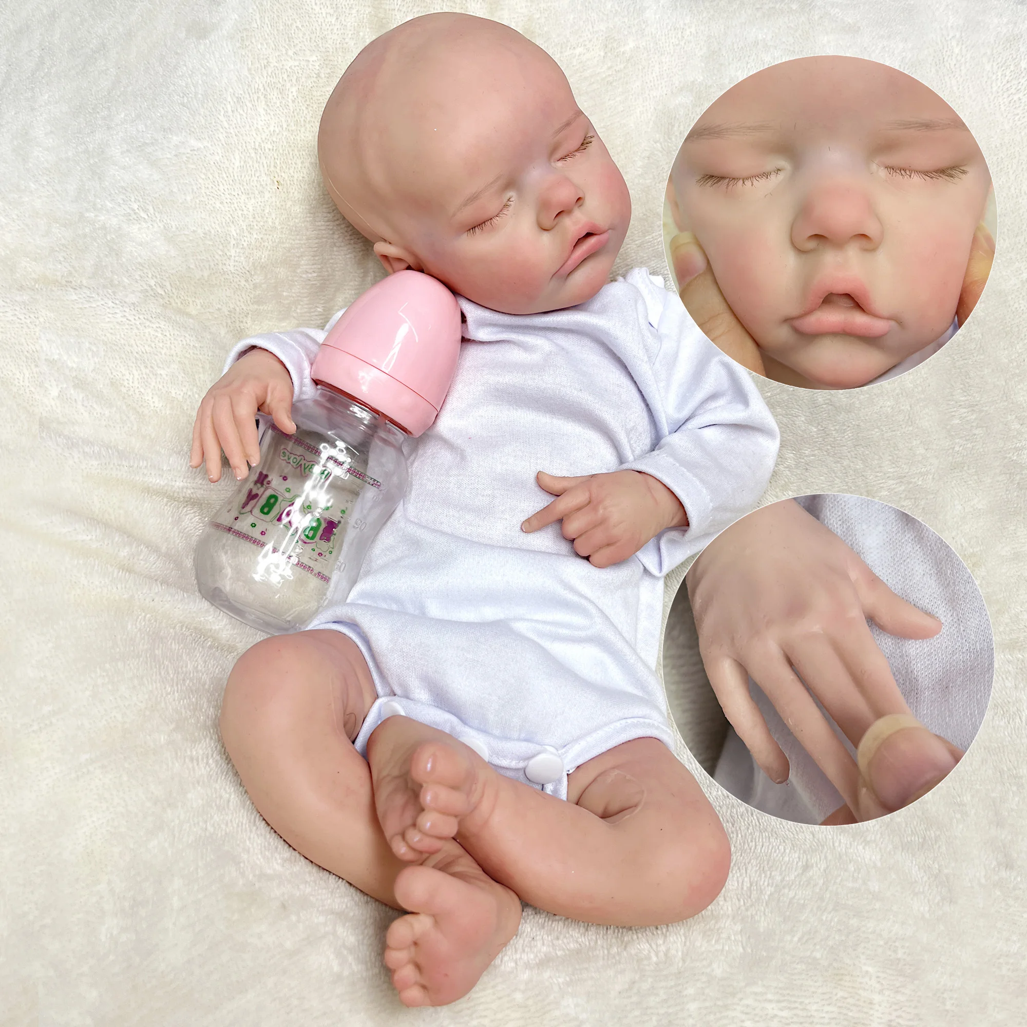 43CM Full Body Soft Solid Silicone Twins Bebe Reborn Girl 3D Painted Lifelike Real Dolls Boneca Reborn Corpo De Silicone Doll