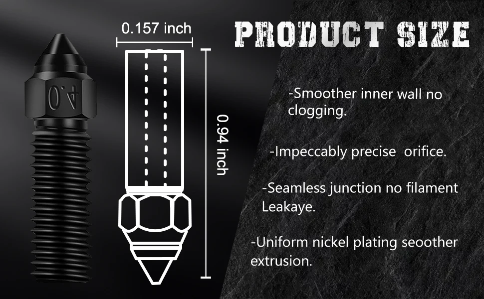 Creality Ender 3 V3 KE Düsen-Har-Düsen-Set aus gehärtetem Stahl, 0,2/0,4/0,6/0,8/1,0/1,2 mm, für K1 3D-Drucker-Teile, antihaftbeschichtetes Filament – Detail 6