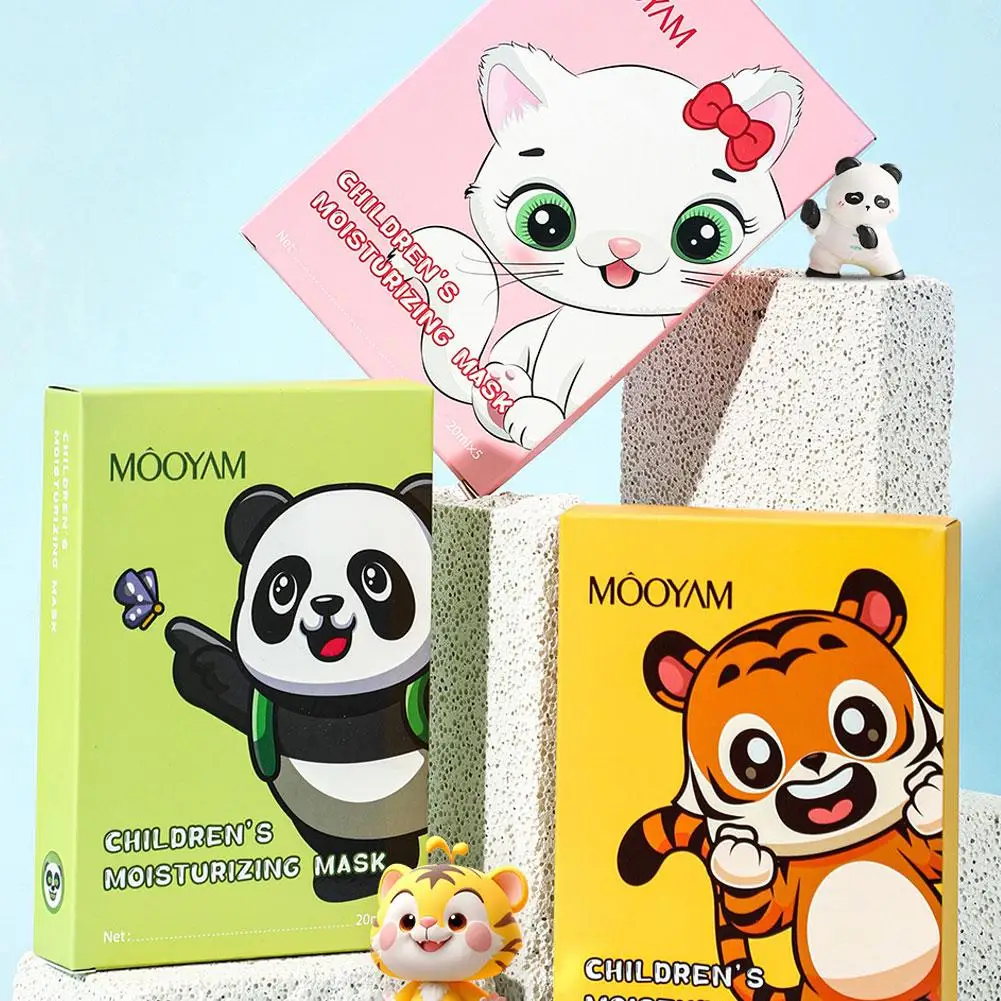 5pcs Kids Cute Animal Cartoon Hydrating Face Mask Sheet Mask Children Facial Spa Mask For All Skin Types Gentle Skincare