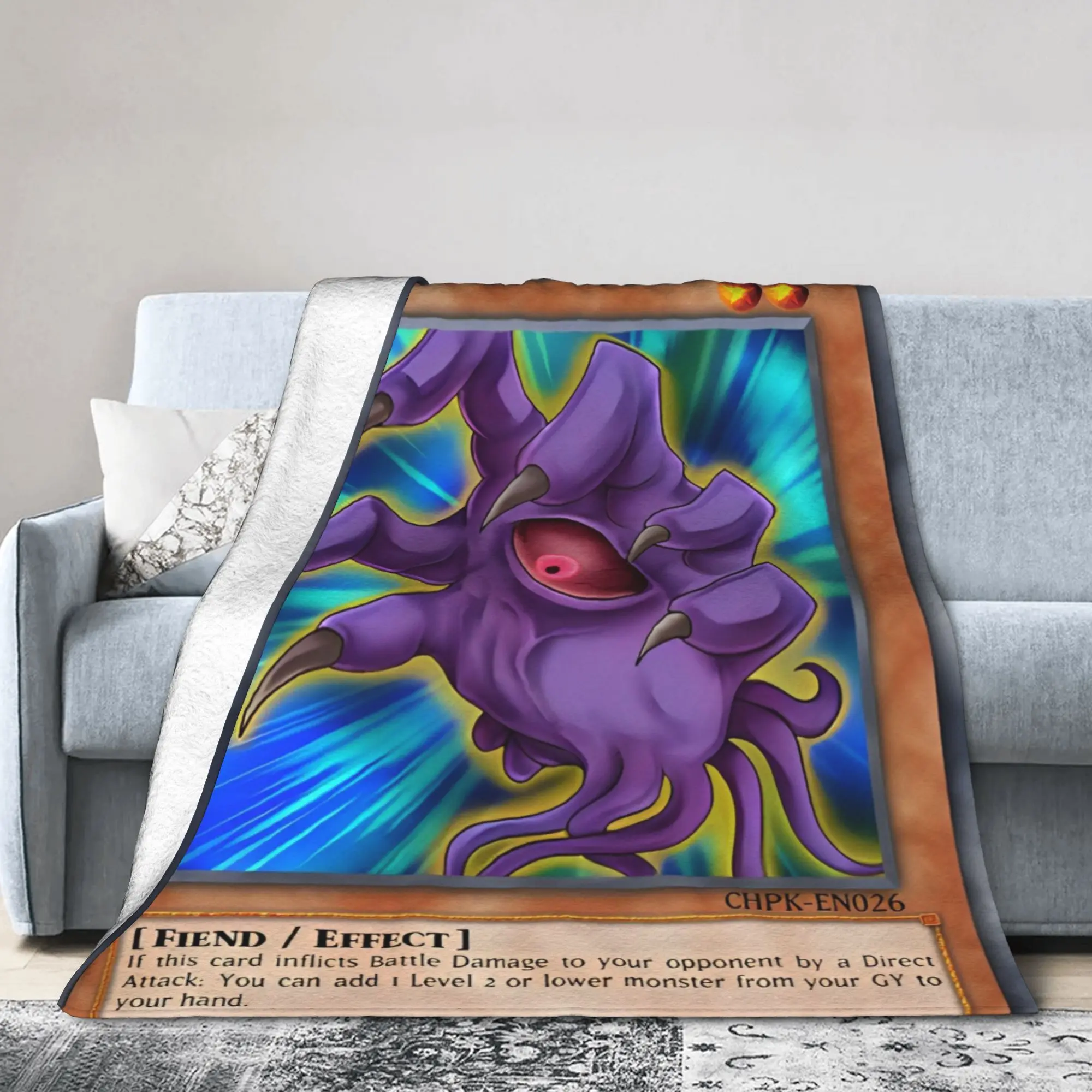 Yu Gi Oh Card Death Hand Plush Blankets  Funny Throw Blanket for Home Hotel Sofa  150*125cm Bedspreads