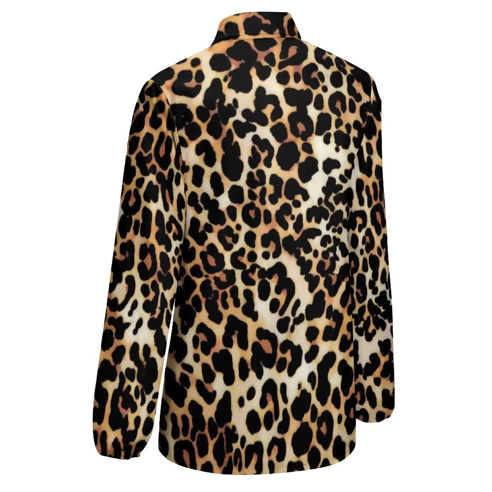 Blusa holgada clásica con estampado de leopardo, camisa de manga larga con estampado de Animal, talla grande, para oficina y otoño