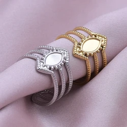 Irregular Ellipse Multilayer Gold Plated Ring Same Paragraph For Men And Women Fashion Stainless Steel Rings Opening Adjustable