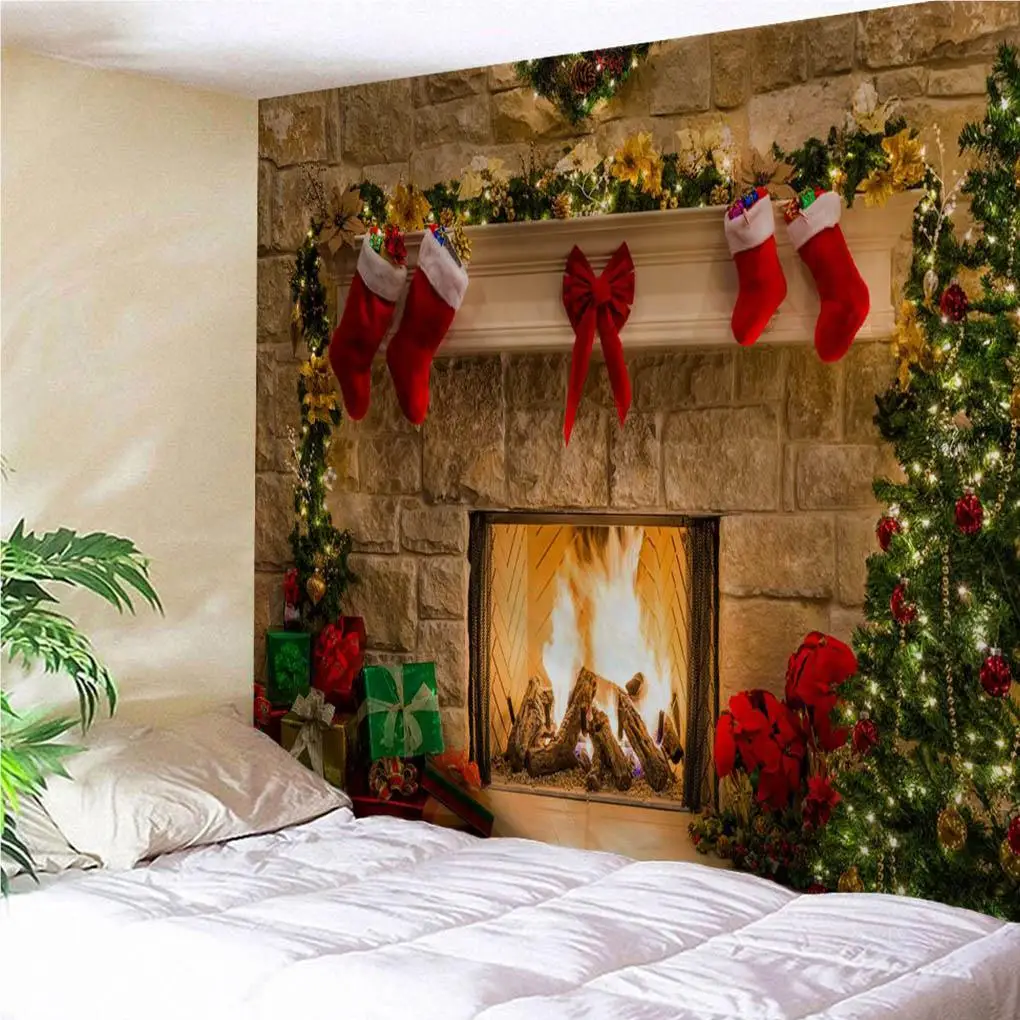 Christmas Tapestry Fabric Decoration Hanging Background Ornament Fashion Decorative Props for Home Bedroom Office
