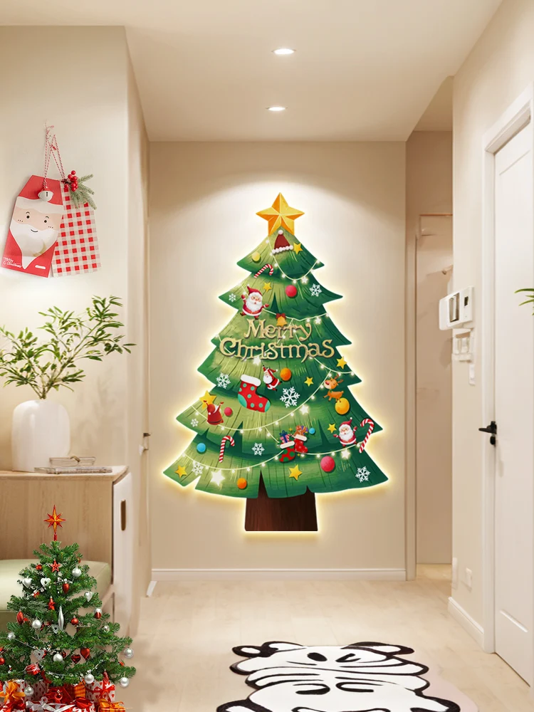 Christmas Decoration Poster Luminous Christmas Tree Mural Winter Atmosphere Wall Decor Living Room Corridor Room Decor Aesthetic