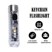 1PCS Rechargeable Mini Keychain Flashlight with 10 Modes and Magnetic Base - Ideal for Camping and Outdoor Fishing Activities