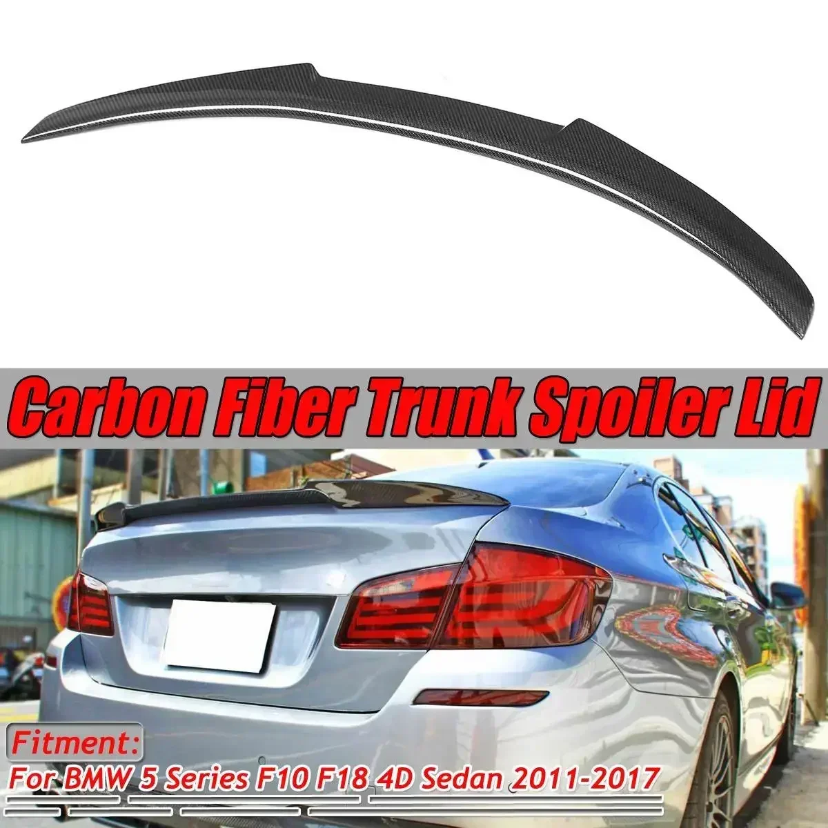 

M4 Style F10 F18 Real Carbon Fiber Car Rear Trunk Boot Lip Spoiler Rear Spoiler Lid For BMW 5 Series F10 F18 2011-2017 Body Kit