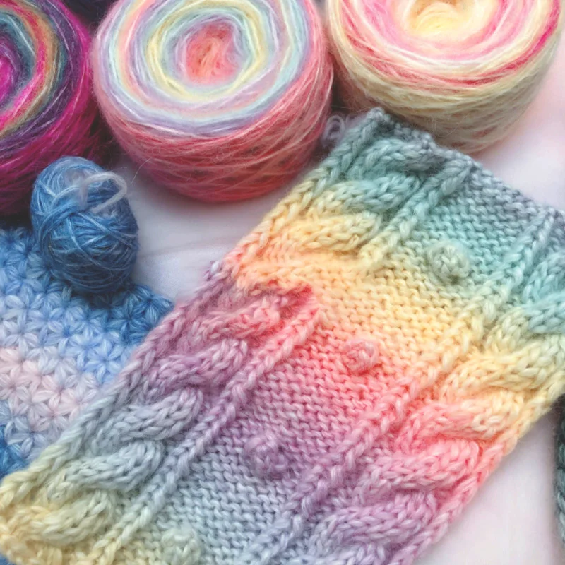 Gradient Rainbow Color Mohair Crochet Yarn Diy Handwoven Space Dyed Soft Baby Yarn Thread Wool Yarn Knitting Sweater Hats Scarf