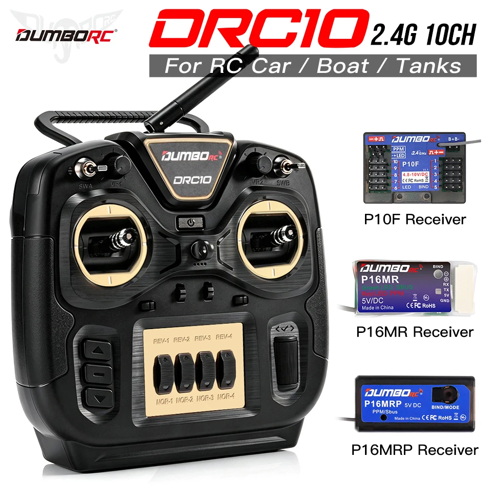 DumboRC DRC10 Radio 10CH 2000M PWM PPM SBUS Simulator Support for RC Car Boat Tank Plane