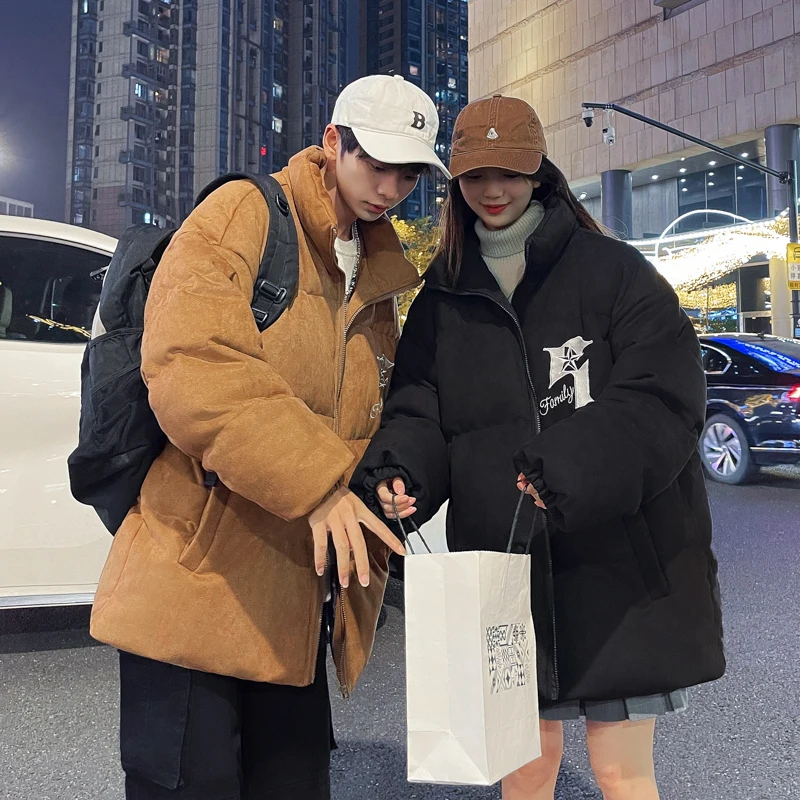 

Oversize Couple Cotton Jaet Winter Thiened Bread American Retro Suede Coat Trendy down Cotton Coat Warmth Leisure