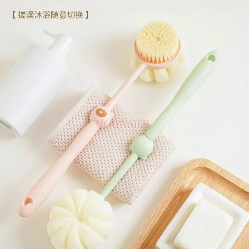 1pcs Long handled soft bristled bath brush, bath brush, divine tool, double-sided bath scrub, mud removal, ash removal, scrub