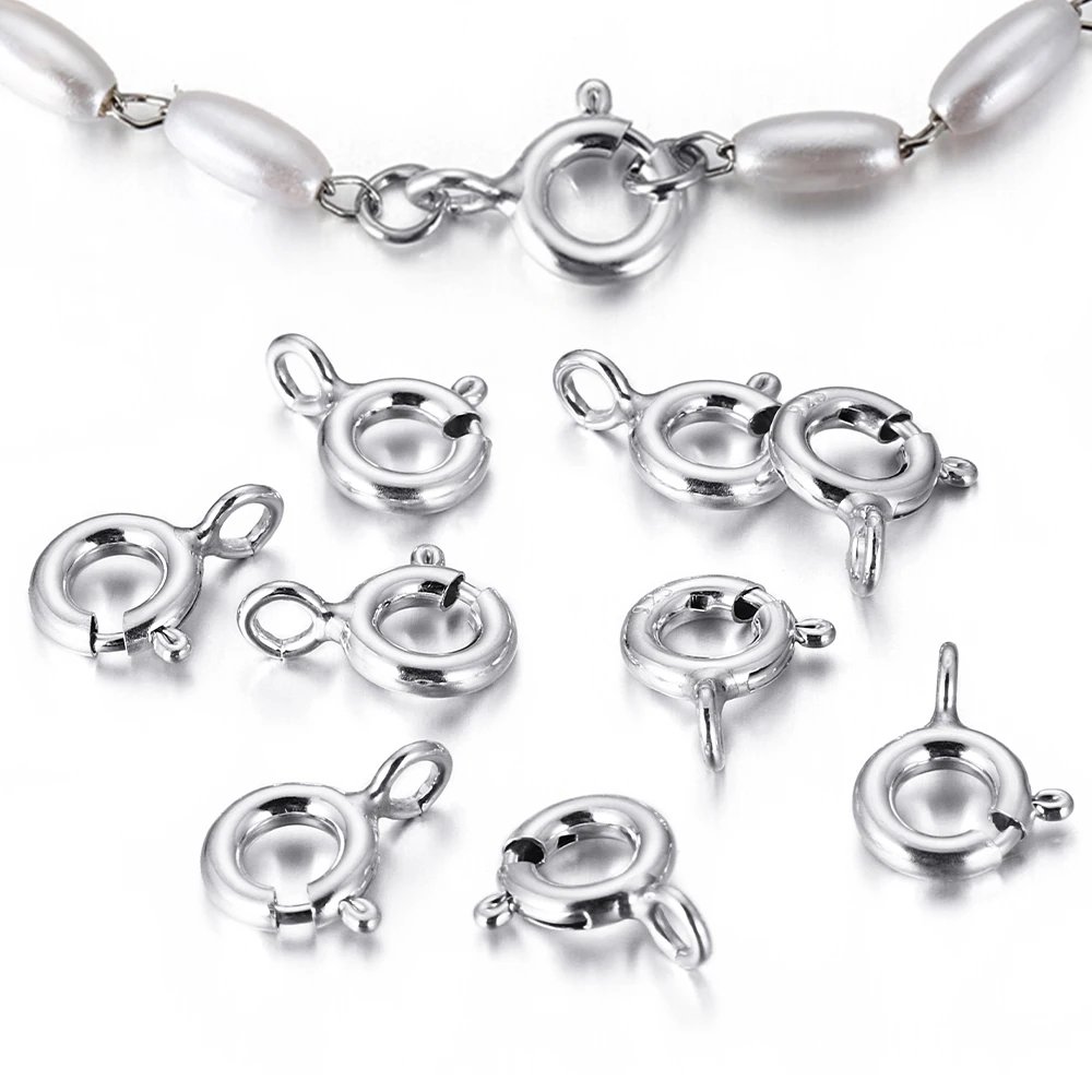 4pcs 925 Silver Spring Ring Clasp with Open Jump Ring Clasps for Bracelet Necklace Chain Connector Jewelry Making Components