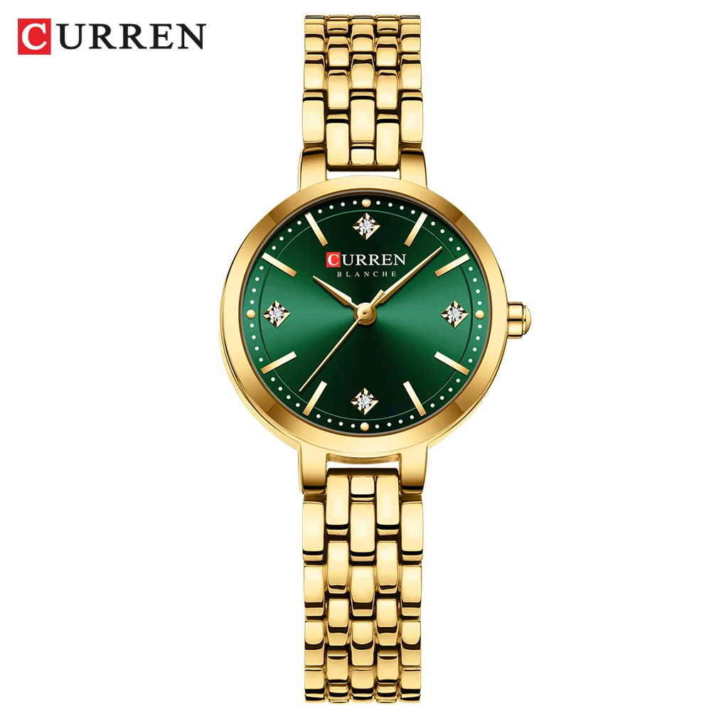 CURREN Mode Goldene Uhr für Frauen Edelstahl Wasserdichte Damenuhren Original Luxus Damen Quarz Armbanduhr 5