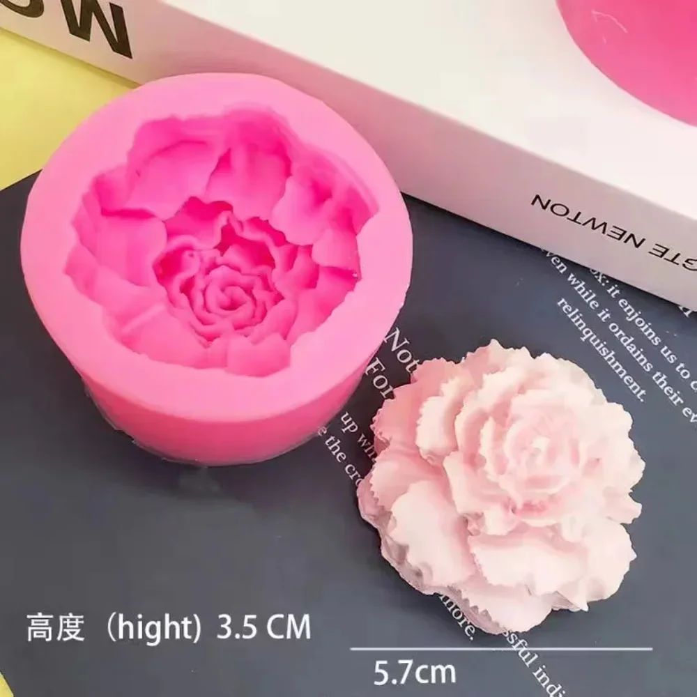 Elegant Rose Flower Silicone Mold Layered Petals Center 3D Fondant Carnation Scented Candle Making Mold for Mother's Day Gift