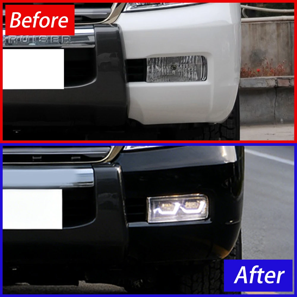 LED DRL Dual Color Fog Light Assembly Plug and Play Auto Front Light for Toyota Land Cruiser LC200 2008-2011 Car Accessories