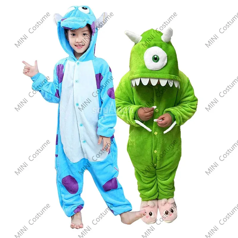 L2025l nuevo Cosplay Monster Mike Cosplay Kigurumi disfraces Sully para niños divertido mono de Halloween niños niñas pijamas franela