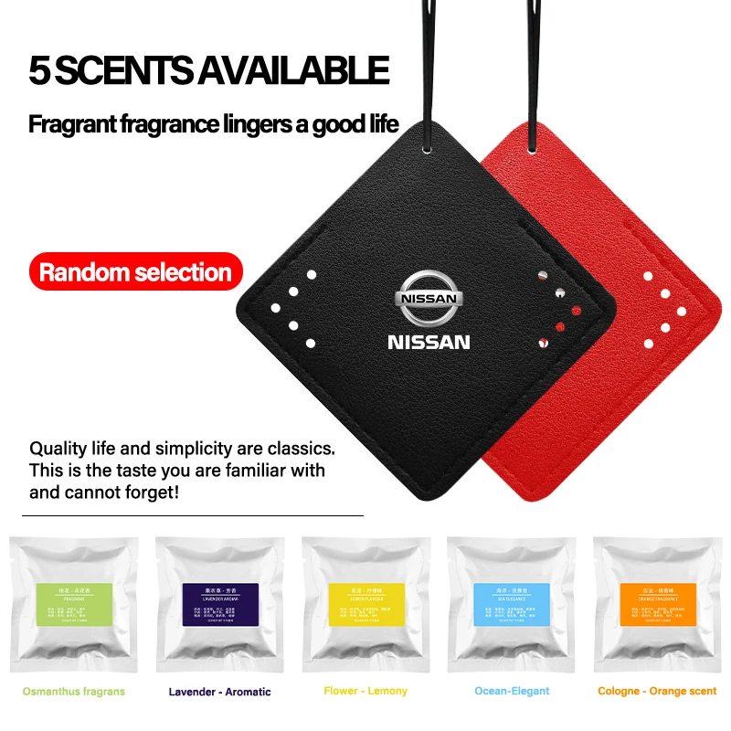 for Nissan X-trail Qashqai Note Juke Sentra Patrol Navara Car Aromatherapy Diffuser Necklace Fresh Air Suede Pendant 6 Scents