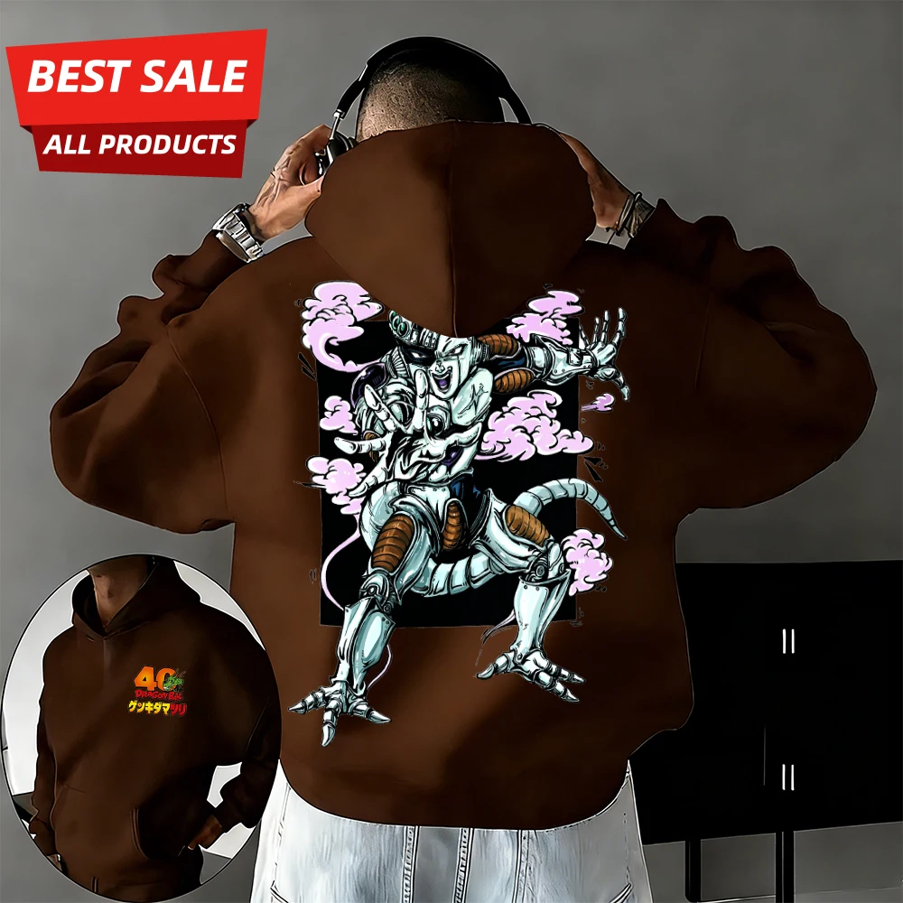 

Новая толстовка унисекс из 100% хлопка с принтом аниме «Дракон Ball», к 40-летию, с изображением Фриезы, осень-зима 2026, увеличенный размер, повседневный уличный стиль