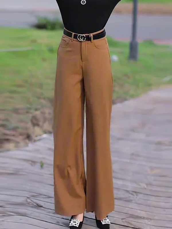 

High Waist Drapey Wide Leg Pants Women's Casual Faion Slimming Straight Cut Trousers Autumn Season Versatile Comfortable Pants