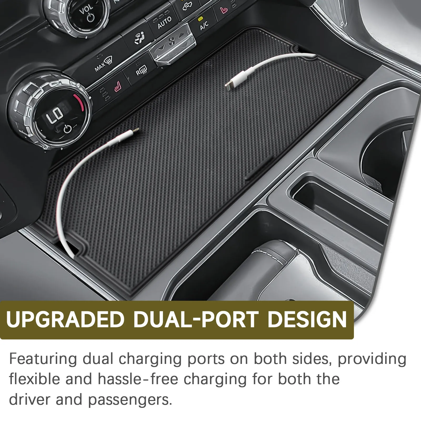 Center Console Secret Compartment Cover For Ford F150 2022-2025 Interior Hidden Panel Secret Pocket Lid USB Hole Storage Tray