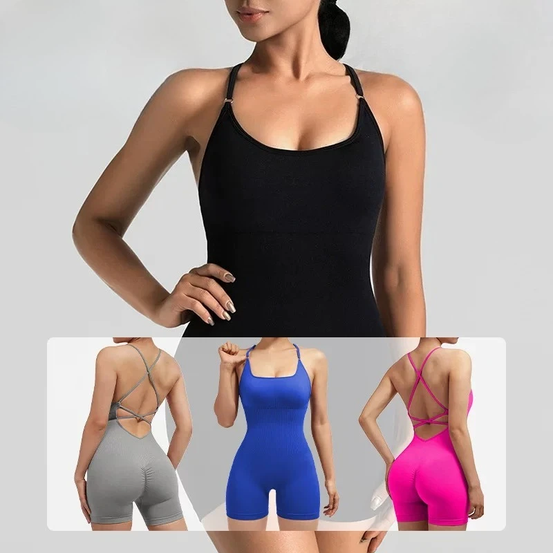

Quick Drying Women Beautiful Back One Piece Yoga Suit Low Chest Gathering Suit Abdominal Compression Yoga Tight Fitting Suit