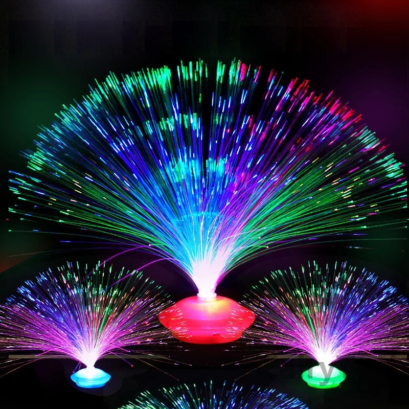 Colored LED Fiber Optic Light Night Lamp Holiday Christmas Wedding Decoration Stars Flower Shine Dark Kids Toys Nighting Lamps