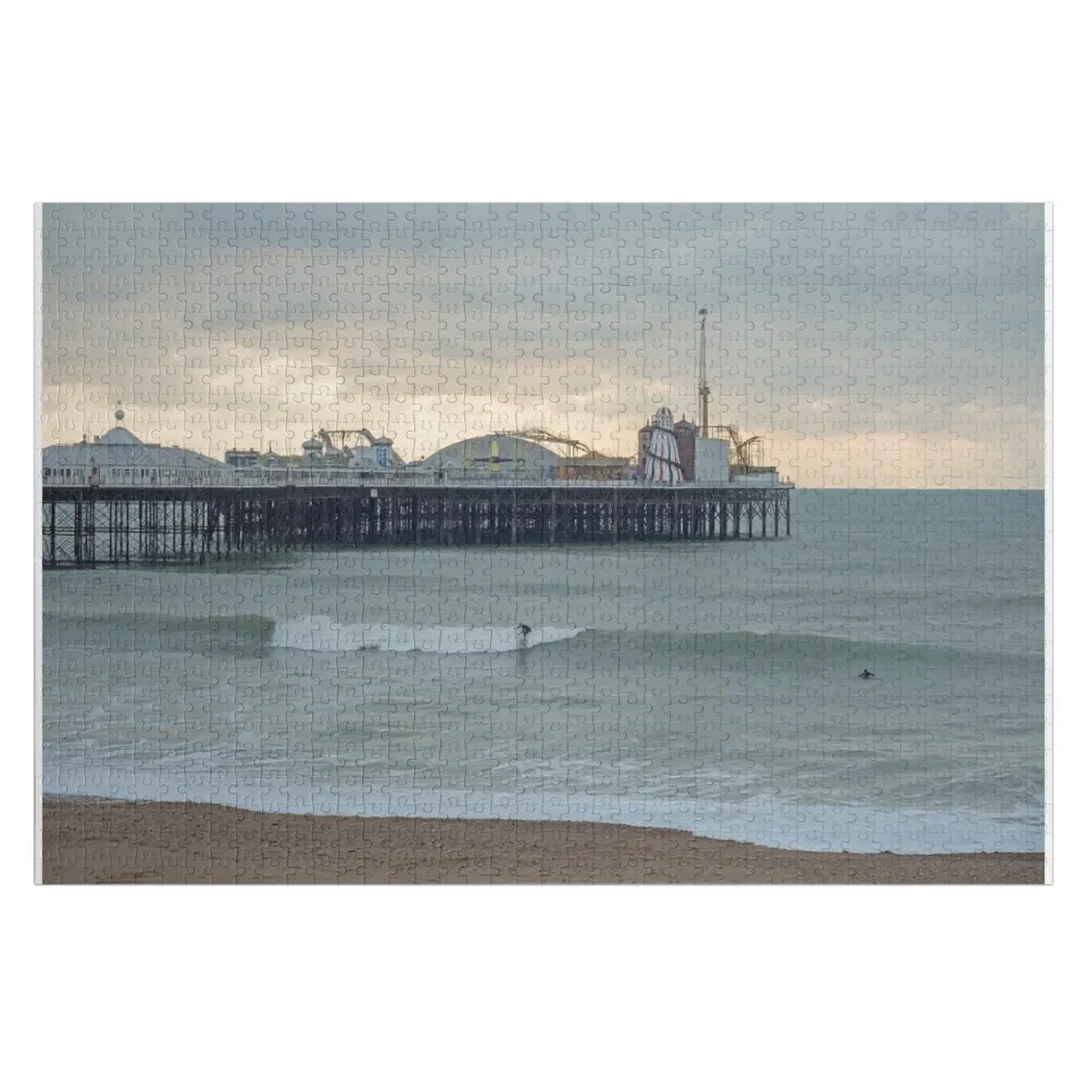 Brighton Pier and Surfers Jigsaw Puzzle Customized Photo Jigsaw Custom Custom Name Wood Puzzle