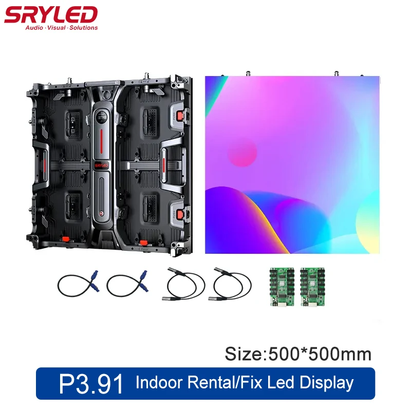 SRYLED P3.91 P2.6 P2.9 LED Display Panel 500×500mm Matrix High Refresh Easy Assemble SMD2121 Advertising Indoor Led Video Wall